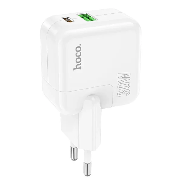 Incarcator de retea Hoco C111A Lucky PD30W+QC3.0 + Cablu Type-C to Type-C [White]